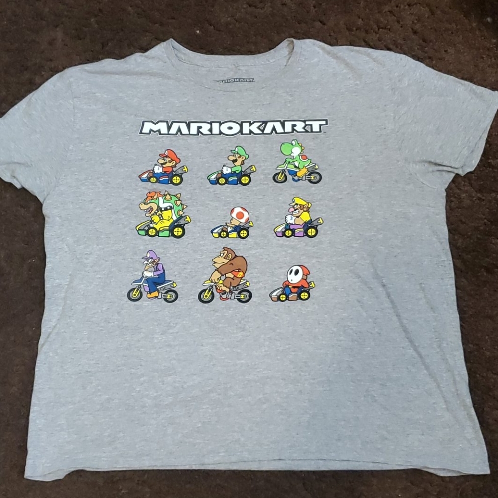 Nintendo Mario Kart Men's XL Graphic T Shirt Gray
